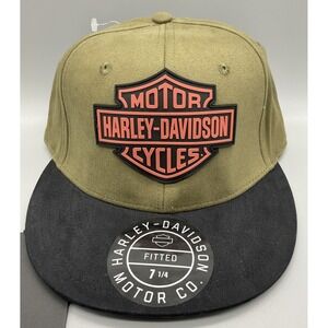 Vintage-Style Genuine HARLEY DAVIDSON Med B&S Green/Blk Woven‎ BB CAP 7-1/4 #395